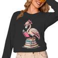 Book Lover Cute Flamingo Reading Teacher Librarian Women Women Long Sleeve T-Shirt, trending gift