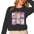 Coquette Bow Spooky Teacher Ghost Halloween Trick Or Teach Women Long Sleeve T-Shirt, trending gift Coquette Bow Spooky Teacher Ghost Halloween Trick Or Teach Women Long Sleeve T-Shirt, trending gift