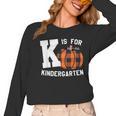 Fall Kindergarten Teacher K Is For Buffalo Plaid Pumpkin Women Long Sleeve T-Shirt, trending gift Fall Kindergarten Teacher K Is For Buffalo Plaid Pumpkin Women Long Sleeve T-Shirt, trending gift