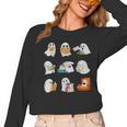 Ghost Reading Teacher Halloween Librarian Book Lover School Women Long Sleeve T-Shirt, trending gift