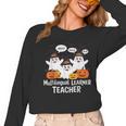 Multilingual Learner Teacher Spooky Halloween ESL Teacher Women Long Sleeve T-Shirt, Esl Teacher Gifts, trending gift