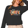 Preppy One Thankful Teacher Coquette Thanksgiving Teacher Women Long Sleeve T-Shirt, trending gift Preppy One Thankful Teacher Coquette Thanksgiving Teacher Women Long Sleeve T-Shirt, trending gift