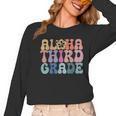Retro Aloha Third Grade Teacher Summer Vacation Beach Hawaii Women Long Sleeve T-Shirt, trending gift