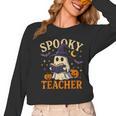 Spooky Teacher Halloween Cute Ghost Pumpkin Reading Women Women Long Sleeve T-Shirt, trending gift