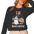 TK Boo Crew Retro Groovy Halloween Floral Ghost TK Teacher Men Women Kids Women Long Sleeve T-Shirt, Groovy Teacher Gifts, trending gift