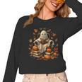 Vintage Ghost Book Reading Pumpkin Gothic Halloween Teachers Men Women Kids Women Long Sleeve T-Shirt, trending gift