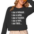 Woman Mom Teacher Wife TIRED T Shirt Cute Mom Teacher Shirts Women Long Sleeve T-Shirt, Couple Gifts, trending gift