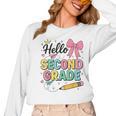 Cute Hello Second Grade Back To School Coquette Teacher Girl Women Long Sleeve T-Shirt, trending gift Cute Hello Second Grade Back To School Coquette Teacher Girl Women Long Sleeve T-Shirt, trending gift