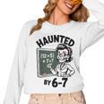 Haunted 67 Skeleton Math Teacher Halloween Costume Math Pun Women Long Sleeve T-Shirt, trending gift Haunted 67 Skeleton Math Teacher Halloween Costume Math Pun Women Long Sleeve T-Shirt, trending gift