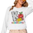 K Is For Kindergarten Teacher Pencil Apple Back To School Women Long Sleeve T-Shirt, trending gift K Is For Kindergarten Teacher Pencil Apple Back To School Women Long Sleeve T-Shirt, trending gift