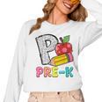 P Is For Pre-K Teacher Pencil Apple Back To School Women Long Sleeve T-Shirt, trending gift P Is For Pre-K Teacher Pencil Apple Back To School Women Long Sleeve T-Shirt, trending gift
