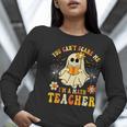 You Can't Scare Me I'm A Math Teacher Halloween Ghost Women Long Sleeve T-Shirt, funny gift