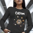 Catom Science Teacher Chemistry Lover Physics School Cat Women Long Sleeve T-Shirt, Science Teacher Shirts, funny gift
