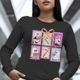 Coquette Bow Spooky Teacher Ghost Halloween Trick Or Teach Women Long Sleeve T-Shirt, funny gift Coquette Bow Spooky Teacher Ghost Halloween Trick Or Teach Women Long Sleeve T-Shirt, funny gift