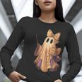 Coquette Music Note Patchwork Ghost Music Teacher Halloween Women Long Sleeve T-Shirt, funny gift
