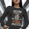 Creepin It Real With My 1st Grade Monsters Halloween Teacher Women Long Sleeve T-Shirt, funny gift