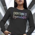 Everything Is Figureoutable Teacher Motivational - -Adults Small Short Sleeve Crew Collar Modern Fun Vacation Cotton Polyester Machine Wash Women Long Sleeve T-Shirt, funny gift