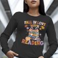 Fall In Love With Reading Halloween Stack Of Book Teacher Women Long Sleeve T-Shirt, funny gift