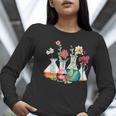 Floral Beakers Chemistry Lab Teacher Women Long Sleeve T-Shirt, funny gift