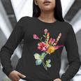 Flower American Sign Language ASL Teacher Teaching Deaf Women Long Sleeve T-Shirt, funny gift
