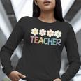 Groovy Teacher Cute Daisy Flower Retro Back To School Women Long Sleeve T-Shirt, Groovy Teacher Shirts, funny gift