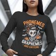 Halloween Skeleton Teacher Phonemes Graphemes Caffeine Lover Women Long Sleeve T-Shirt, funny gift