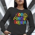 Happy 100th Day Of School 100 Days Brighter Girls Teacher Women Long Sleeve T-Shirt, funny gift
