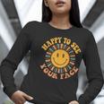 Happy To See Your Face Retro Happy Teacher Back To School Women Long Sleeve T-Shirt, funny gift