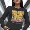 Interventionist Teacher Groovy Coquette Bow Back To School Women Long Sleeve T-Shirt, Groovy Teacher Shirts, funny gift Interventionist Teacher Groovy Coquette Bow Back To School Women Long Sleeve T-Shirt, Groovy Teacher Shirts, funny gift