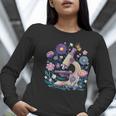 Microscope Flower Butterfly Biology Science Teacher Student Women Long Sleeve T-Shirt, Science Teacher Shirts, funny gift
