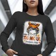 One Thankful Teacher's Aide Messy Bun Thanksgiving Fall Women Long Sleeve T-Shirt, funny gift