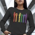 Retro Be Kind ASL Deaf Teacher Sign Language Gay Pride Women Long Sleeve T-Shirt, funny gift