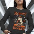Sorry I'm Booked Ghost Reading Book Lover Teacher Halloween Women Long Sleeve T-Shirt, funny gift