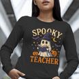 Spooky Teacher Halloween Cute Ghost Pumpkin Reading Women Women Long Sleeve T-Shirt, funny gift