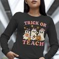 Teacher Halloween Trick Or Teach Cute Ghost Coffee Pumpkins Women Long Sleeve T-Shirt, funny gift