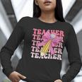 Teacher Pencil Back To School Groovy Pink Teacher First Day Women Long Sleeve T-Shirt, Groovy Teacher Shirts, funny gift Teacher Pencil Back To School Groovy Pink Teacher First Day Women Long Sleeve T-Shirt, Groovy Teacher Shirts, funny gift