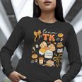 Team TK Crew Preppy Coquette Bow Pumpkin Fall TK Teacher Women Long Sleeve T-Shirt, funny gift