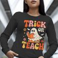 Trick Or Teach Halloween Shirt For Teacher Kids Floral Ghost Women Long Sleeve T-Shirt, funny gift Trick Or Teach Halloween Shirt For Teacher Kids Floral Ghost Women Long Sleeve T-Shirt, funny gift