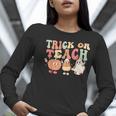 Trick Or Teach Pumpkin Candy Corn Ghost Halloween Teacher Women Long Sleeve T-Shirt, funny gift Trick Or Teach Pumpkin Candy Corn Ghost Halloween Teacher Women Long Sleeve T-Shirt, funny gift