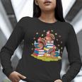 Turkey Reading Books Fall Season Thanksgiving Teacher Book Women Long Sleeve T-Shirt, funny gift