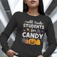 Will Trade Students For Candy Teacher Cute Halloween Women Long Sleeve T-Shirt, funny gift