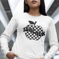 Back To School Checkered Apple Teacher Checkerboard Teacher For Men Women Girls Kids Women Long Sleeve T-Shirt, funny gift