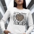 Back To School Teacher Life Apple Leopard Teacher Women Women Long Sleeve T-Shirt, funny gift