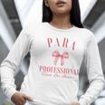 Coquette Bow Paraprofessional School Para Squad Teacher Aide Women Long Sleeve T-Shirt, funny gift