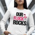 Our Flock Rocks Flamingo Mother's Day Teacher Women Long Sleeve T-Shirt, funny gift
