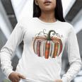 Halloween Teacher Librarians Fall Book Pumpkin Retro Reading Women Long Sleeve T-Shirt, funny gift