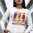 Happy Hallothanksmas Halloween Thanksgiving Pencils Teachers Women Long Sleeve T-Shirt, funny gift