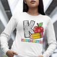K Is For Kindergarten Teacher Pencil Apple Back To School Women Long Sleeve T-Shirt, funny gift K Is For Kindergarten Teacher Pencil Apple Back To School Women Long Sleeve T-Shirt, funny gift