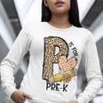 P Is For Pre K Teacher Leopard First Day Of School For Men Women Girls Kids Women Long Sleeve T-Shirt, funny gift