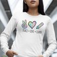 Peace Love Learn Tie Dye Teacher Kids 100th Days Of School Women Long Sleeve T-Shirt, funny gift Peace Love Learn Tie Dye Teacher Kids 100th Days Of School Women Long Sleeve T-Shirt, funny gift